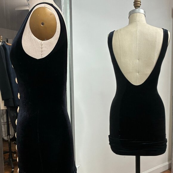 Stretch Velvet Dress with Metal Detailing and Deep U-Back, Size Small - Picture 4 of 6